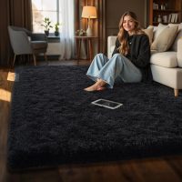 HOMORE Black Rug for Bedroom 4x6 Furry Carpet for Boys Girls Shaggy Fuzzy Rugs for Living Room Non Slip Large Rug for Kids Dorm Home Decor - Image 7