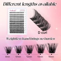 Lash Clusters DIY Eyelash Extensions 144 Clusters Lashes D Curl 0.07 Natural Individual Lash Extensions Mixed Tray False Eyelashes Soft & Strong Thin Band DIY at Home (F32-0.07D, 8-16mm) - Image 4