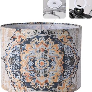 Fabric Round Drum Lamp Shades, 13x13x10in Moroccan Trellis Lamp shade, Boho Lampshade Fit Spider, Farmhouse Lamp Shades for Table Lamps, Rustic for Floor Lamps, 1 Pack