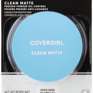 COVERGIRL Clean Matte Pressed Powder, Oil Control Powder, 1 container, .35 Fl Oz, Face Powder, Oil Free Loose Powder, Matte Finish, Lightweight, Shine Free Formula, Leaves Skin Smooth and Clean