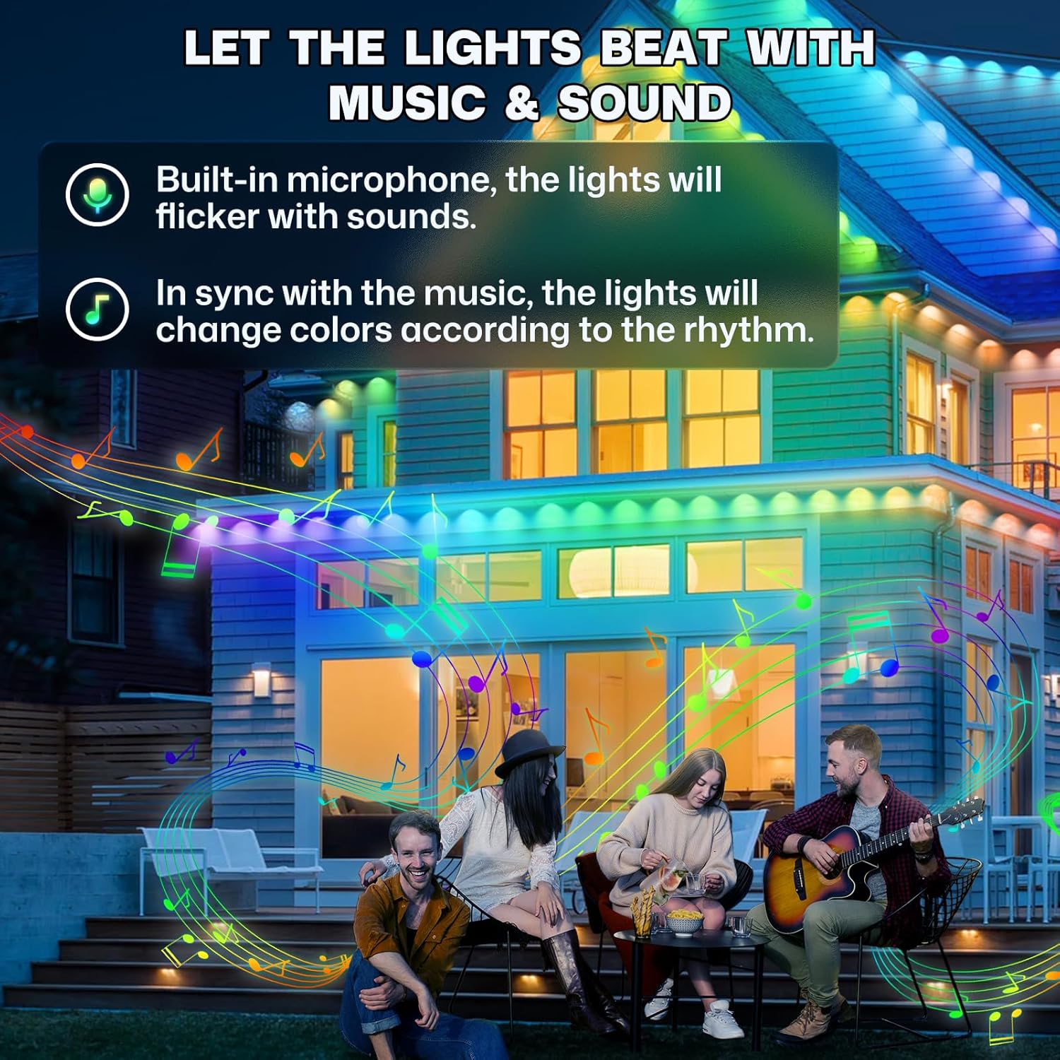 Permanent Outdoor Lights, 100ft Smart Eave Lights with 72 LED Lights, IP67 Waterproof, App Control, Outdoor String Lights, DIY RGB+IC Light for House Halloween Decorations, White - Image 7