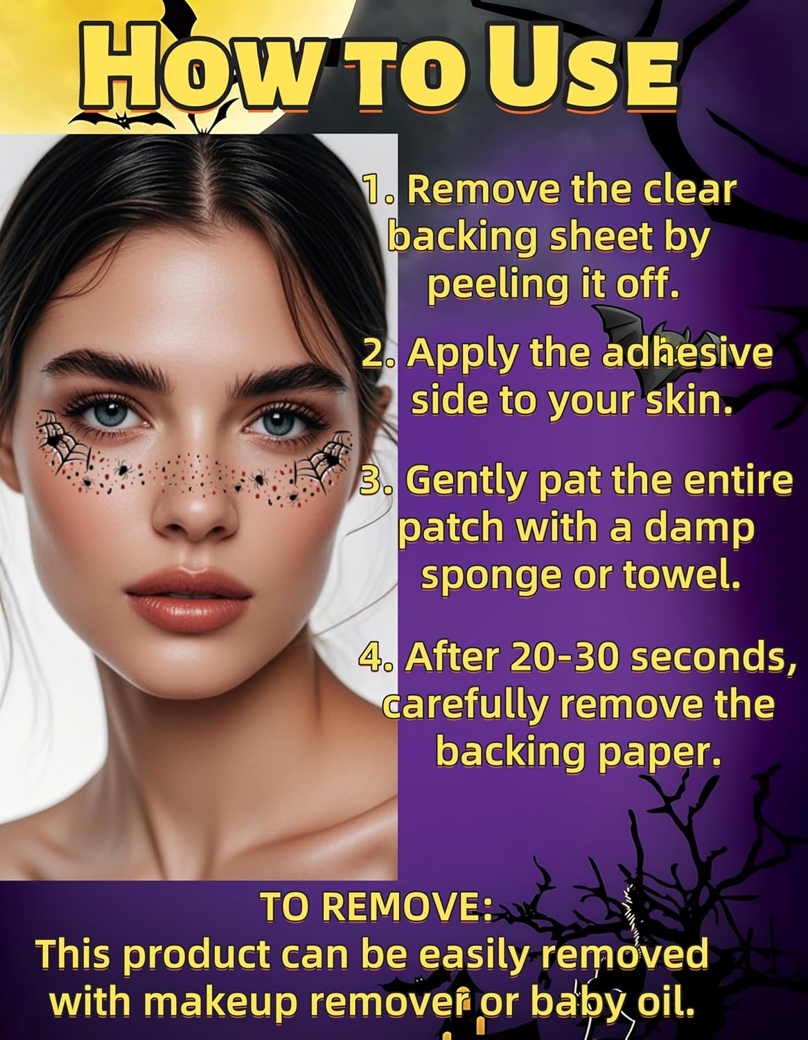 6PCS Halloween Spider Glitter Freckles Face Tattoo, Halloween Makeup Patches for Face Rave Costume Accessories (Spider Kiss) - Image 6