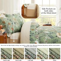 CASAAGUSTO King Size Comforter Set - 7 Pieces Green Floral Bedding Sets, King Bed in a Bag with Botanical Butterfly Comforter, Sheets, Pillowcases & Shams for All Seasons - Image 4