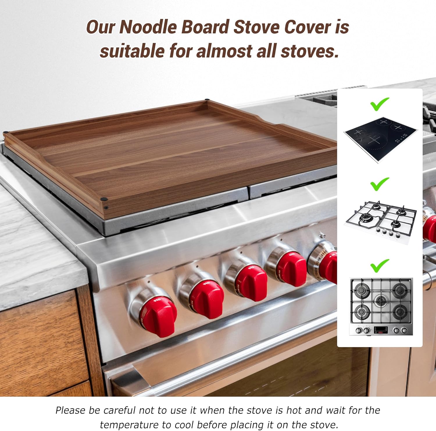 Wolki Noodle Board Stove Covers - 30"L x 22"W x 2.5"Th Heavy-Duty Gas & Electric Stove Top Cover with Built-in Handles for RV and Wooden Serving Tray - Image 3
