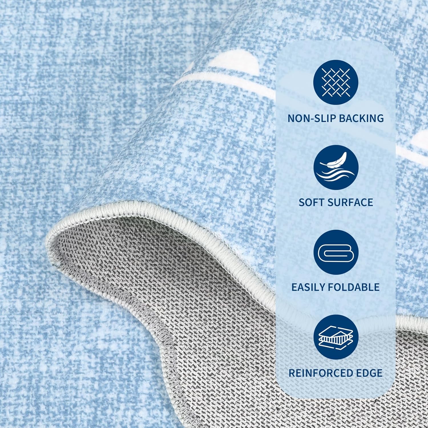 GarveeHome Scalloped Bow Rug for Living Room, Solid Blue Rug for Dorm, Washable Rugs 5x7 Soft Low Pile Non Slip Scalloped Rugs for Nursery College Bedroom Decor Kids Room Playroom - Image 4