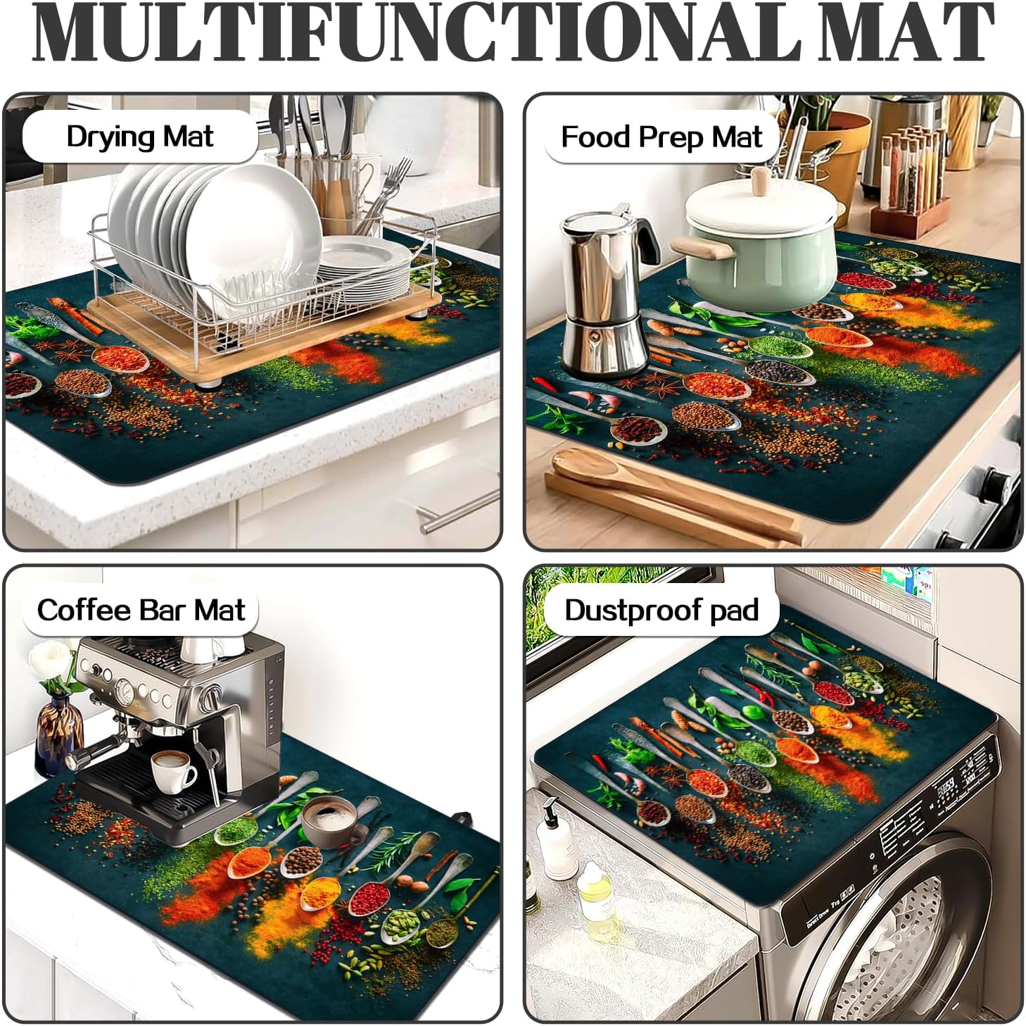 Spice Stove Top Cover for Electric Stove, Spoon Heat Resistant Cooktop Cover, 28x20 inch, Ceramic Stove Top Mat Stove Cover Protector for Kitchen, Dish Drying Mats, Washer Top Protect, Oven Cover - Image 7