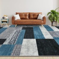 Large Area Rugs,Modern Geometric Patchwork Floor Decor for Bedroom Aesthetic Carpet, Rockwood Collection, Indoor Rugs for Living Room, Dining Room, Nursery, Office, Machine Washable Rug,6x9 Ft Blue - Image 9