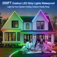 200ft Outdoor LED Strip Lights Waterproof,Music Sync RGB IP68 Outside Led Light Strips Waterproof with App and Remote,Exterior Led Rope Lights Waterproofs Decoration for Deck,Balcony,Garden,Pool - Image 2