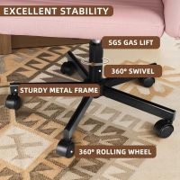 Waleaf Criss Cross Chair with Wheels, Wide Seat Cross Legged Office Chair Armless Ergonomic Office Chair for Home Office, Swivel Adjustable Fabric Wide Desk Chair, Computer Task Vanity Chair (Pink) - Image 7