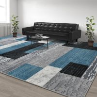 Large Area Rugs,Modern Geometric Patchwork Floor Decor for Bedroom Aesthetic Carpet, Rockwood Collection, Indoor Rugs for Living Room, Dining Room, Nursery, Office, Machine Washable Rug,6x9 Ft Blue - Image 7
