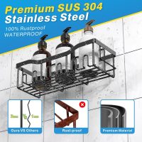 EUDELE Adhesive Shower Caddy, 5 Pack Rustproof Stainless Steel Bath Organizers With Large Capacity, No Drilling Shelves for Bathroom Storage & Home Decor-XL Size - Image 5