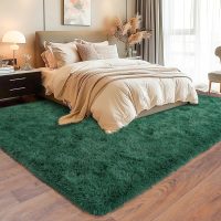 Super Soft Area Rugs for Living Room, 4x6 Feet Modern Shag Dark Green Rug, Fluffy Plush Non-Slip Green Carpet for Girls Boys Teens, Kids Home Decor for Bedroom Dorm Nursery Classroom, Carpets - Image 6