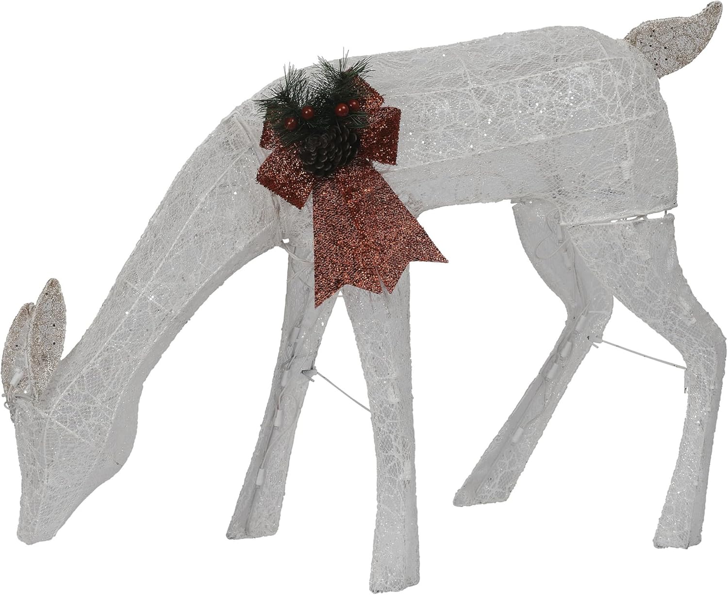 Alpine Corporation 28" H Mesh Grazing Holiday Reindeer Lawn Decoration with Cool White Lights, Christmas Decoration - Image 2