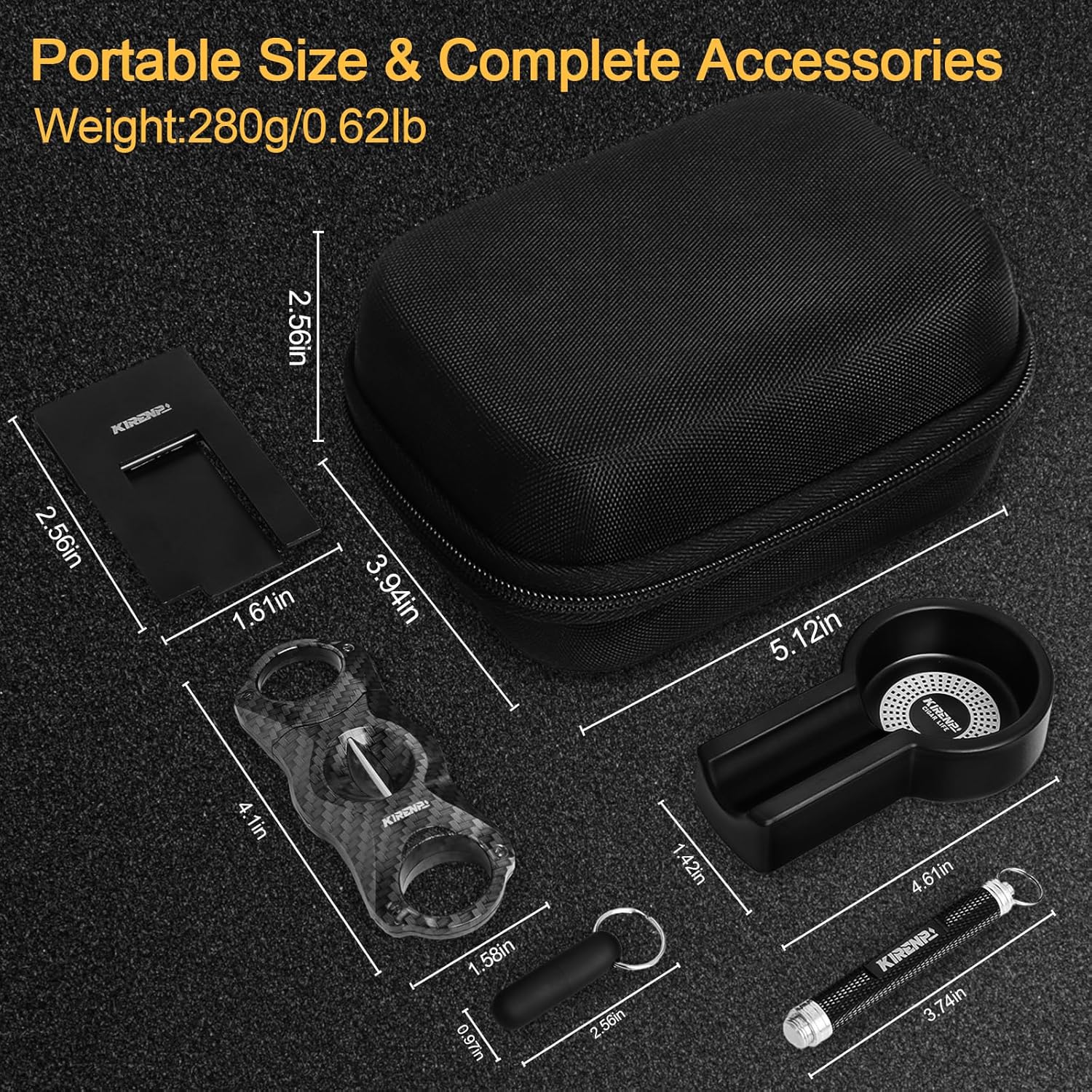 Multifunctional Cigar Accessories, 5-in-1 Kit - V Cigar Cutter, Cigar Draw Enhancer Tool, Cigar Ashtray, Cigar Holder, Cigar Punch, with Accessory Bag for Smoking, Travel, Outdoor, Cigar Gifts for Men - Image 4