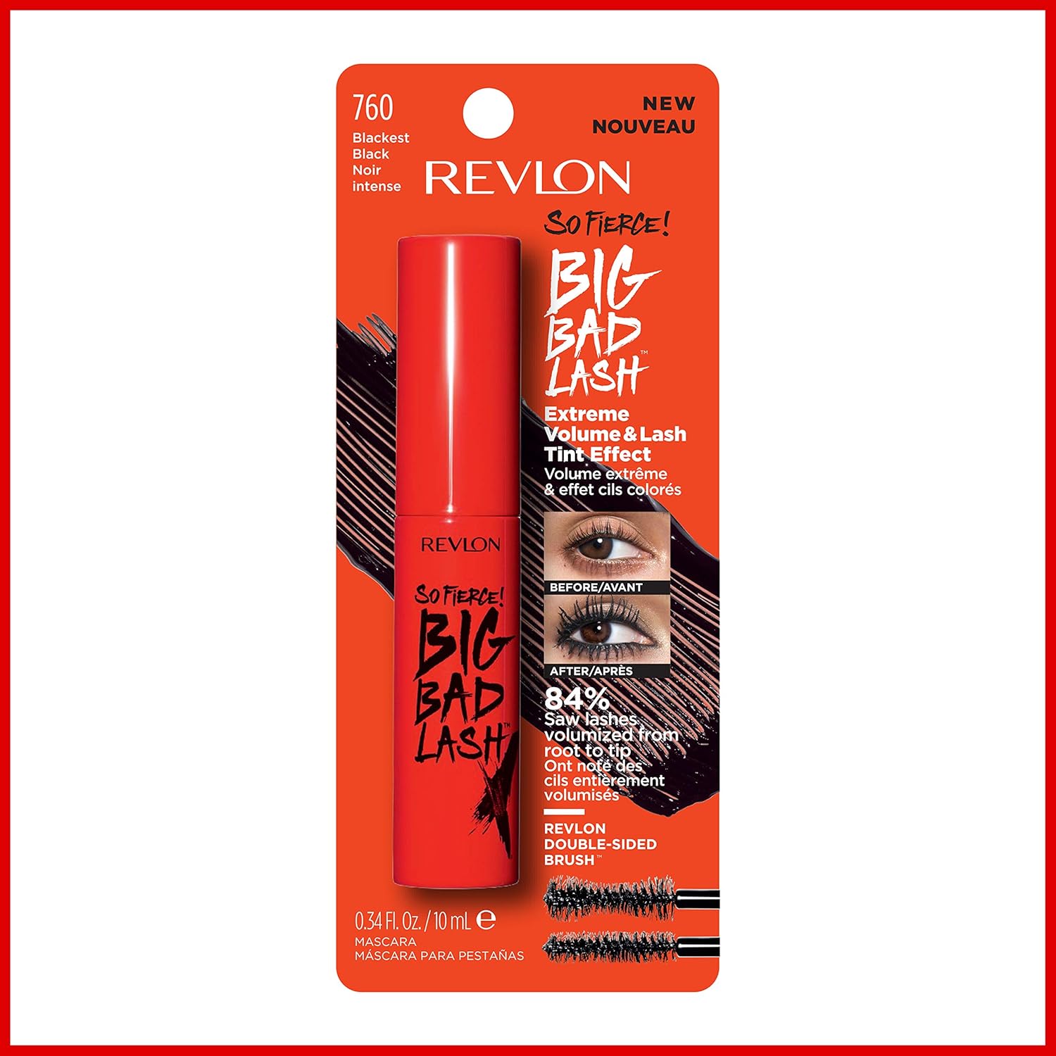 Revlon Mascara, So Fierce Big Bad Lash Eye Makeup, Volumizing, Lasts up to 24 Hours, No Clump, Smudge-Proof, Flake-Free, 760 Blackest Black, 0.34 fl oz - Image 5