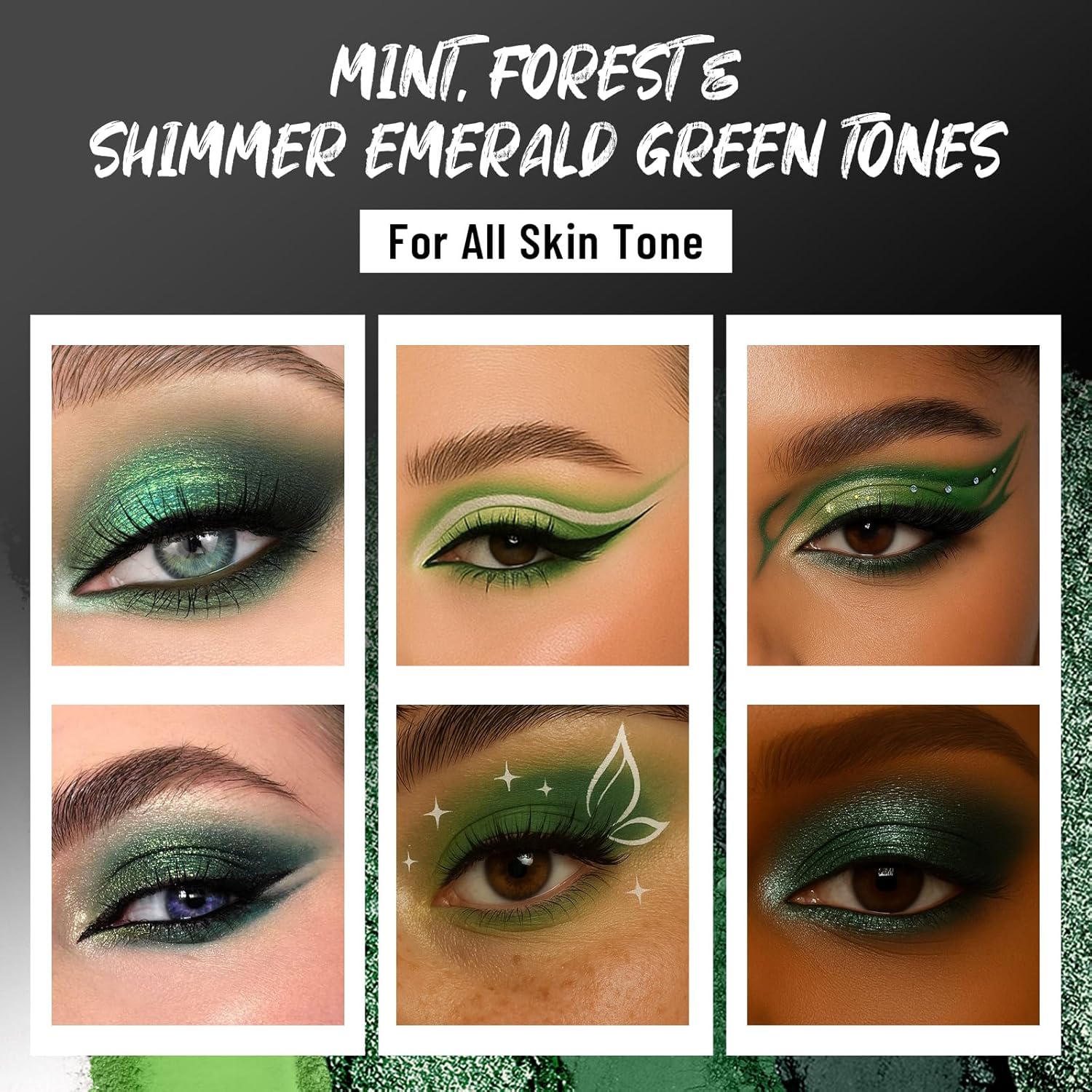 Green Eyeshadow Palette with Mirror Lime Forest Emerald Tones Matte Shimmer 6 Colors Mini Eye Shadow Pallet Travel Size Highly Pigmented for Goth Fairy Joker Wicked Halloween Parties Makeup - Image 4
