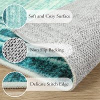 Lahome Modern Abstarct Area Rugs 5x7, Washable Teal 5x7 Bedroom Rug Soft Living Room Rug Non Slip, Low-Pile Indoor Rugs for Living Room Minimalist Floor Carpet for Dining Room Kids Playroom - Image 4