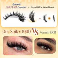 Spiky Manga Lash Clusters 12-20mm Long Eyelash Clusters 80D+100D Cluster Eyelash Extensions with Bottom Lashes Individual Fairy 300pcs Thick Volume DIY Plume Flake Cluster Lash Extension by TOOCHUNAG - Image 2