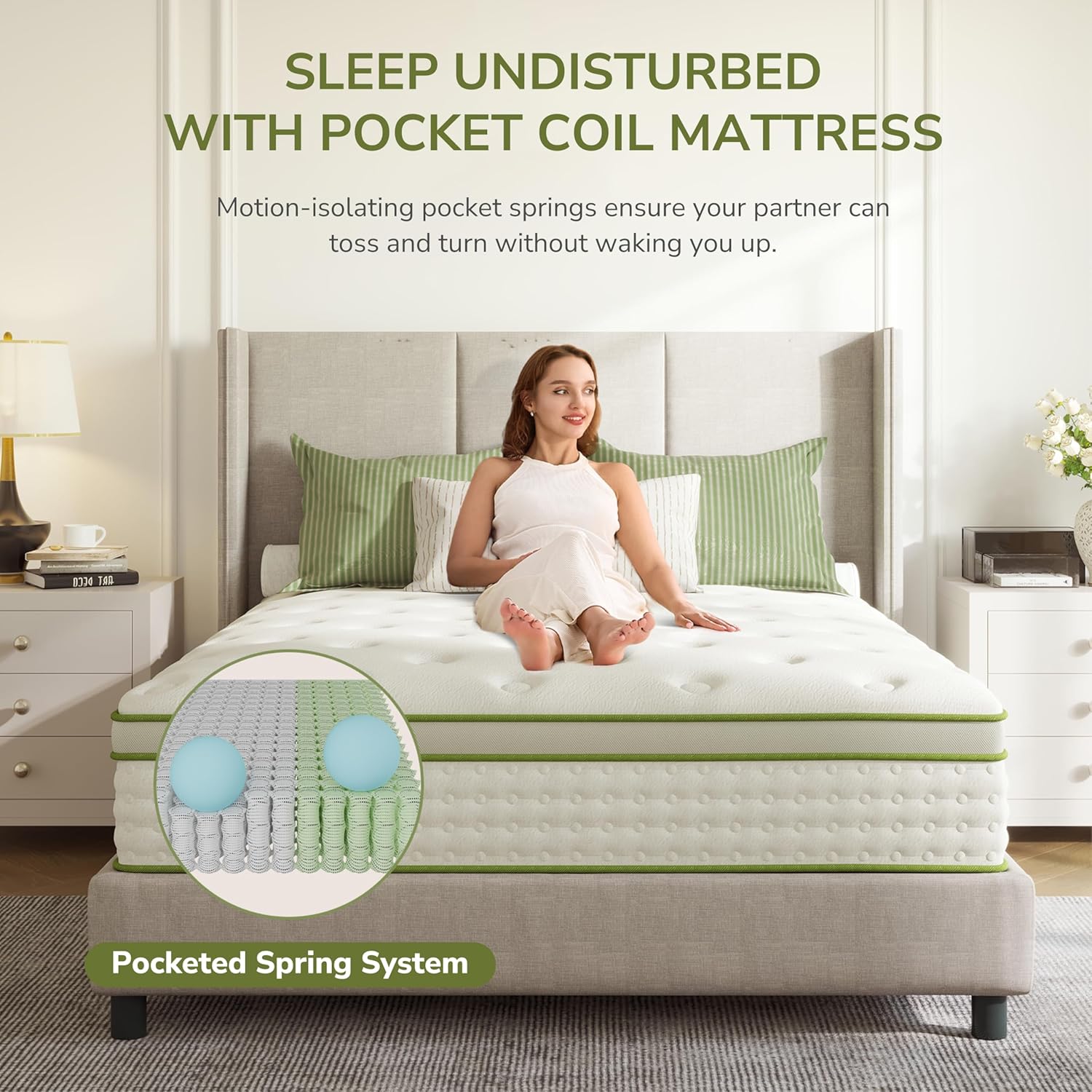 King Mattress, 14 Inch King Hybrid Mattress with Individually Pocket Innerspring for Cooling Motion Isolation & Silent Sleep, Pressure Relief, Edge Support,Medium Firm - Image 4