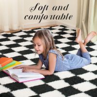 Super Soft Rug for Bedroom, 5x7 Ft Black and White Area Rug Classic Checkered Shaggy Anti-Skid High Pile Soft Fluffy Rug Fuzzy Carpet for Living Room Bedroom Kids Room Nursery, Dorm Home Decor - Image 5