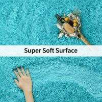 Merelax Modern Soft Fluffy Small Shaggy Rug for Bedroom Livingroom Dorm Kids Room Indoor Home Decorative, Non-Slip Plush Furry Fur Area Rugs Comfy Nursery Accent Floor Carpet 2x3 Feet, Teal - Image 4