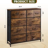 WLIVE Dresser for Bedroom with 10 Drawers, Wide Fabric Dresser for Storage and Organization, Bedroom Dressers, Chest of Drawers for Living Room, Closet, Hallway, Rustic Brown Wood Grain Print - Image 3