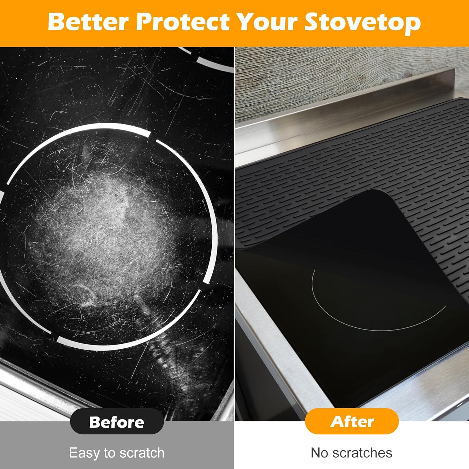 Electric Stove Top Covers, Heat Resistant No Crease Ceramic Glass, Induction, Cook Top, Flat RV Range Covers Protector, Oven, XL Dish Drying Mat for Kitchen Appliances - Black - Image 3
