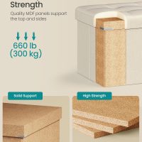 SONGMICS MAZIE Collection - 43 Inches Folding Storage Ottoman Bench, Ottoman Foot Rest, End of Bed Bench, Storage Chest, Load 660 lb, for Living Room, Bedroom, Entryway, Cream White ULSF77BE - Image 4