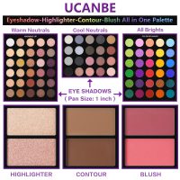 UCANBE Eyeshadow Palette with 15Pcs Brushes Makeup Set, Pigmented 86 Colors Make Up Sets Valentine's Gift, Matte Shimmer Glitter Eye Shadow Pallet Highlighter Contour Blush Powder Brush Beauty Kit - Image 3
