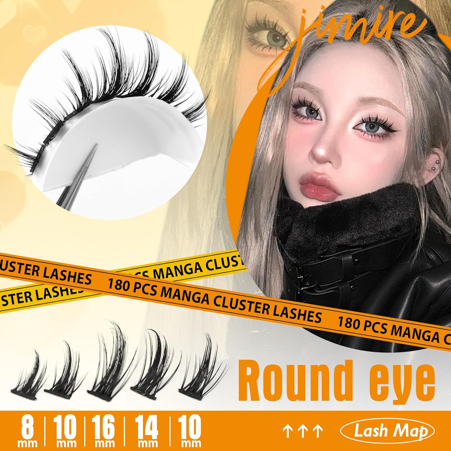 JIMIRE Wispy Lash Clusters Extensions 180Pcs Anime Eyelash Clusters D-Curly Manga Lashes Clusters Natural Look 8-16MM Cluster Eyelash Extensions Individual Lash Extension Pack - Image 3