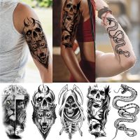 52 Sheets Black Halloween Temporary Tattoos for Kids Men Women, Include 10 Sheets Large Half Arm Sleeve Fake Tattoos, 200+ PCS Spider Snake Tiger Lion Skull Bat Vampire Scar Halloween Tattoos - Image 3