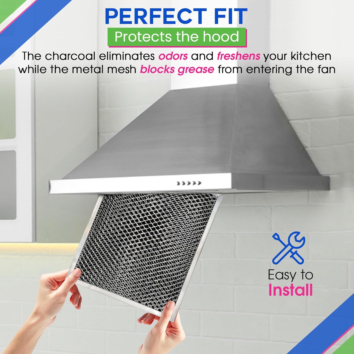 Stove Hood Vent Filter 10.5" x 8.8" 41F 97007696 Fit's Nutone & Broan Range Hood Filter Replacement for Ductless Exhaust Fan - Mesh Screen Filters Grease & Carbon Freshens Kitchen Oven Air (2-Pack) - Image 5