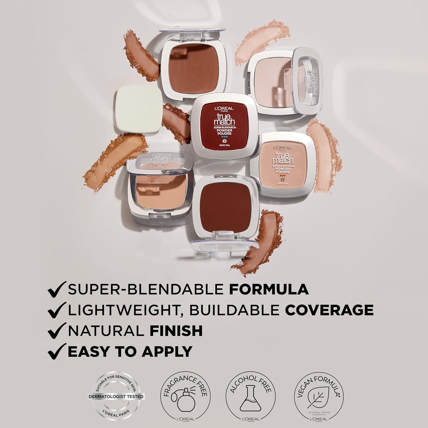 L'Oreal Paris True Match Super Blendable Oil Free Powder Foundation, W4 Light Medium, 0.33 oz, Packaging May Vary - Image 5
