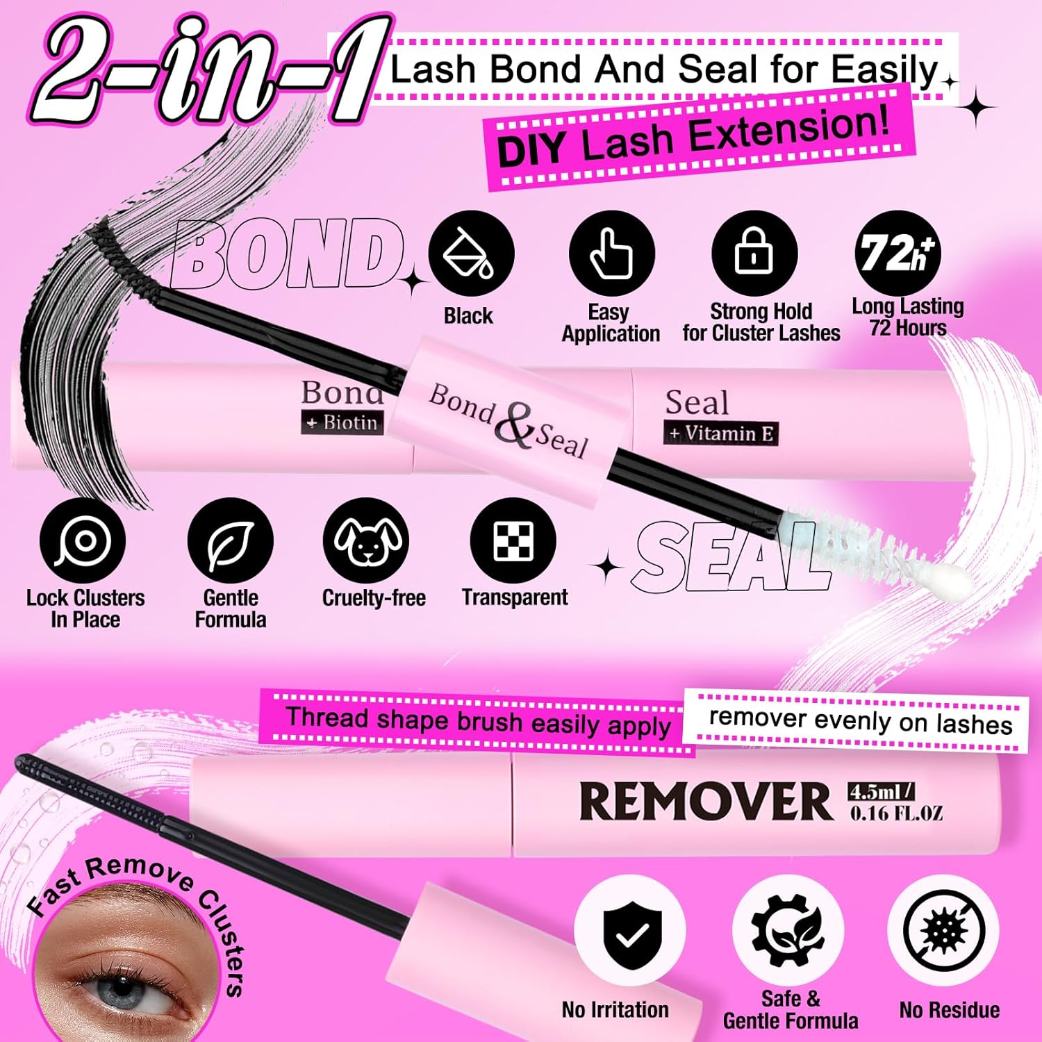 Eyelash Extension Kit 320pcs Lash Clusters D Curly 9-16mm Mix 40D Individual Lashes Wispy Lash Clusters Kit with Lash Bond and Seal and Remover Lash Applicator for Lash Extension Beginners - Image 6