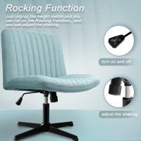 LEMBERI Fabric Padded Desk Chair No Wheels, Armless Wide Swivel Home Office Desk Chair,120°Rocking Mid Back Ergonomic Computer Task Vanity Chair for Office, Home, Make Up,Small Space, Bed Room - Image 6