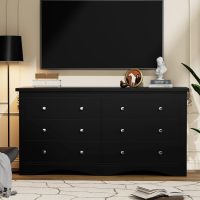 YESHOMY Dresser for Bedroom with 6 Drawers, Modern Chest of Drawers, Wooden Dressers, TV Stand for Living Room,Closet, Hallway (Black) - Image 6