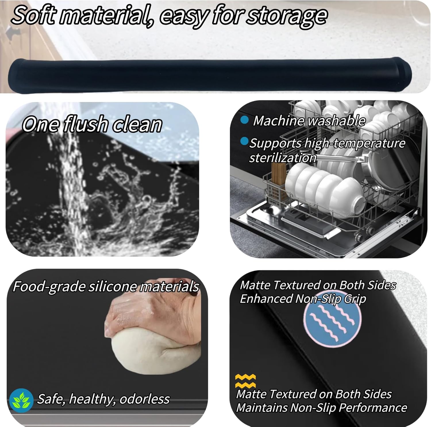 Electric Stove Top Protector Cover - Upgraded Silicone 28"x20" Stovetop Cooktop Oven Burner Mat for Glass RV Induction Countertop Protector - Black - Image 4