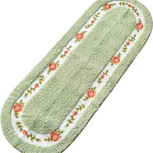 Stay Young Cute and Nice Rose Flower Area Rugs for Bedroom Living Room Bathroom Rugs Bath Mat Super Soft Non Slip Absorbent Green 17.71 x 49.21 Inch