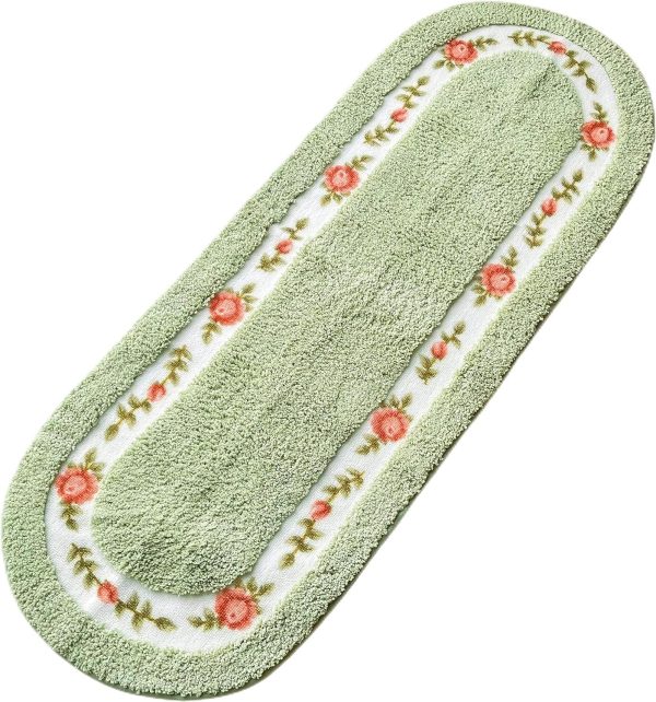 Stay Young Cute and Nice Rose Flower Area Rugs for Bedroom Living Room Bathroom Rugs Bath Mat Super Soft Non Slip Absorbent Green 17.71 x 49.21 Inch