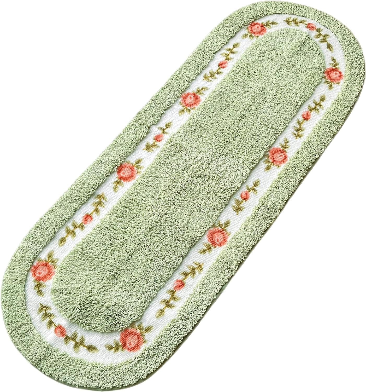 Stay Young Cute and Nice Rose Flower Area Rugs for Bedroom Living Room Bathroom Rugs Bath Mat Super Soft Non Slip Absorbent Green 17.71 x 49.21 Inch