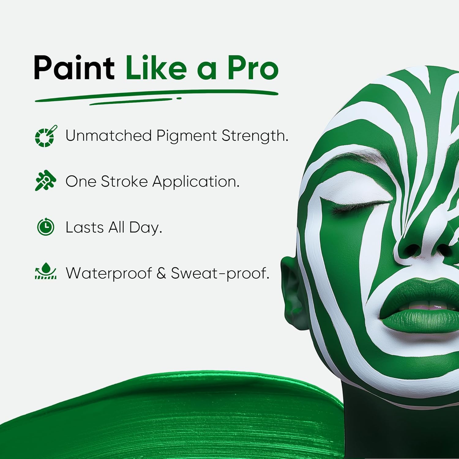 Blue Squid PRO Forest Green Face Paint Stick - Waterproof Body Paint for Adults & Kids Eye Black Baseball, Eyeblack Softball - Hypoallergenic Twist-Up Non-Toxic Makeup Stick for Cosplay, Sports, SFX - Image 4