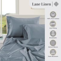 LANE LINEN Luxury Hotel Style 100% Egyptian Cotton Bed Sheets King Size – Mercerized Cotton, Silky Finish, No-Pill, Fade-Resistant, Sustainably Produced King Bedding Set – French Blue - Image 5