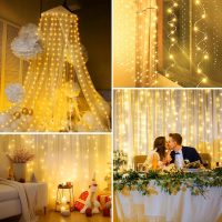 Minetom Curtain Lights, 300 LED Dimmable Fairy Lights with Remote and Timer, 8 Modes, USB Powered String Lights for Room Wall Party Xmas Indoor Decor, Warm White - Image 7