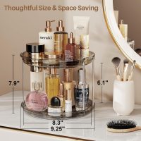 LAMU 2 Tier Lazy Susan Turntable Organizer 9.25'' Rotating Spice Rack Organization for Cabinet, Kitchen, Pantry, Countertop, Bathroom, Vanity, Medicine Cabinet Organizer, Grey - Image 3