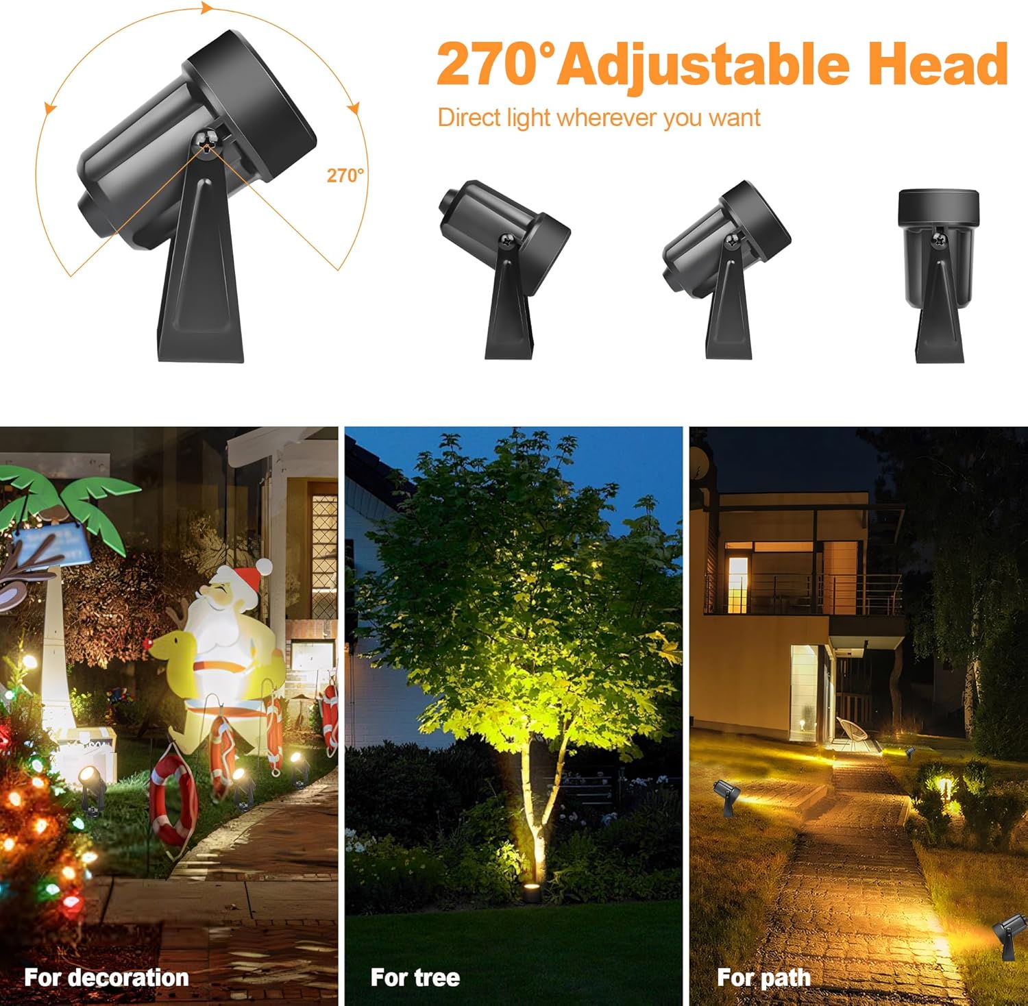 Outdoor Landscape lighting Low Voltage, 65.6FT Wired LED Spot light with Plug-in Transformer, IP65 Waterproof Outside Uplight 18W 1800LM for Yard Garden Tree Pathway House, Warm White 3000K, Pack of 6 - Image 3