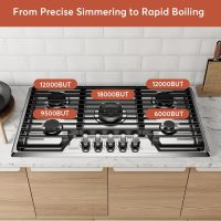 Empava 36-Inch Gas Stove Cooktop with 5 Italy SABAF Sealed Burner NG/LPG Convertible in Stainless Steel, 36 Inch - Image 3