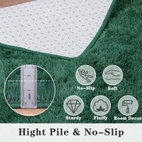 Super Soft Area Rugs for Living Room, 4x6 Feet Modern Shag Dark Green Rug, Fluffy Plush Non-Slip Green Carpet for Girls Boys Teens, Kids Home Decor for Bedroom Dorm Nursery Classroom, Carpets - Image 3