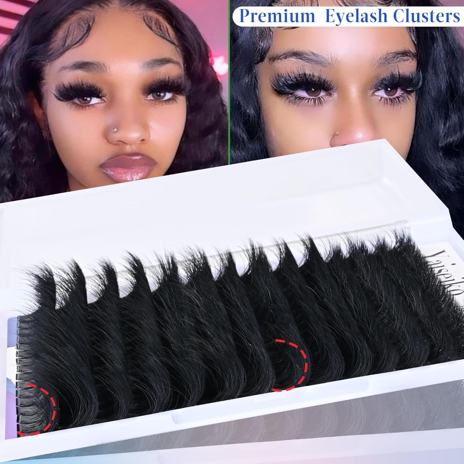 Lash Clusters 300D Thick Long 12-25mm Volume Cluster Eyelash Extensions 224Pcs Wispy Individual Lashes D Curl Waterproof Eyelash Clusters Soft False Eyelashes DIY at Home, by Yaiseiko - Image 5