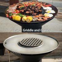 3-in-1 Rocket Stove with Griddle, Grate & Pot Rack, Large Wood BBQ Grill with Wheels, Ash Tool & Cover, Outdoor Stove for Patio Barbecue Cooking Backyard Camping RV Tailgating, GS346 - Image 3