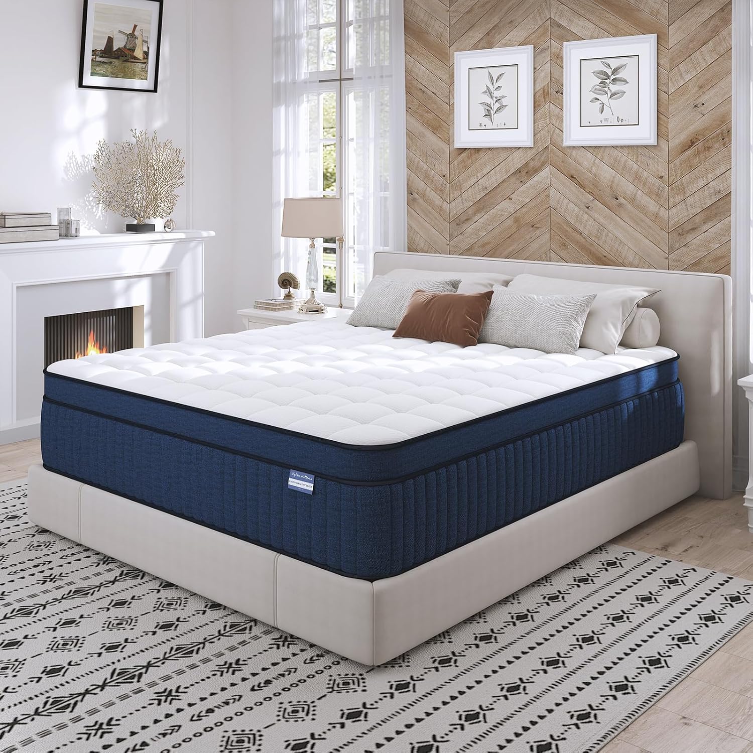 King Size Mattress, 12 Inch King Mattress in a Box, Medium Plush Pocket Spring and Gel Memory Foam for Superior Comfort, Pressure Relief, Strong Edge Support